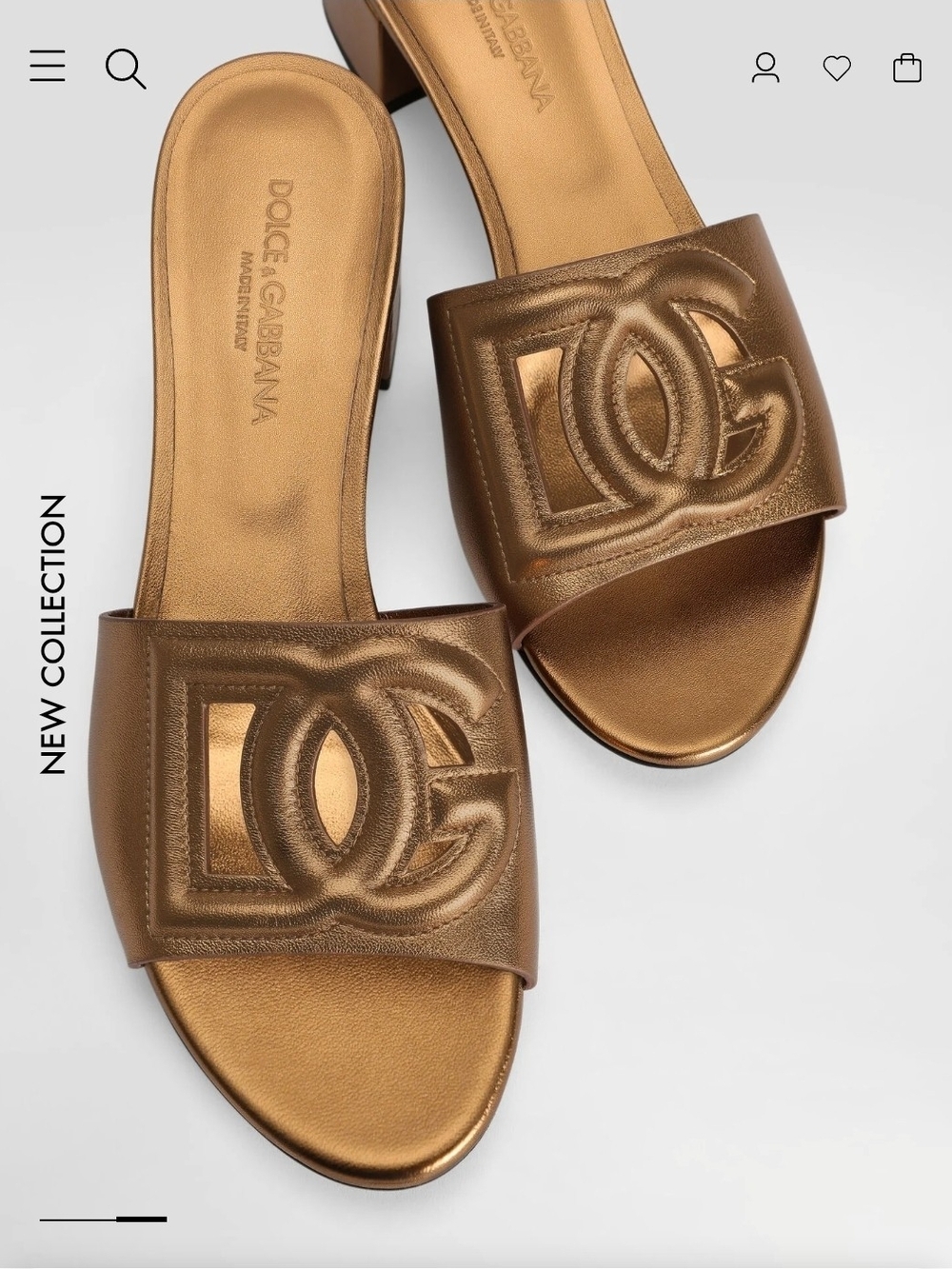 Dolce&Gabbana Cutout DG Metallic Leather Mule Sandals Size 9 (39)